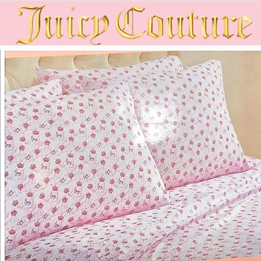 Juicy Couture Home Signature Logo Crown Queen Sheet Set